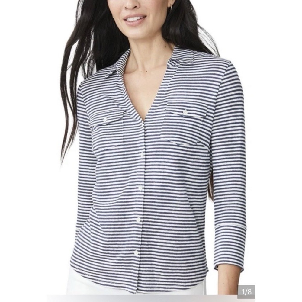J. McLaughlin Linen Blend Brynn Knit Top Size S